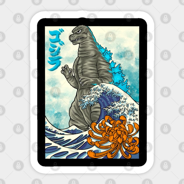 godzilla kanagawa Sticker by terror machine std